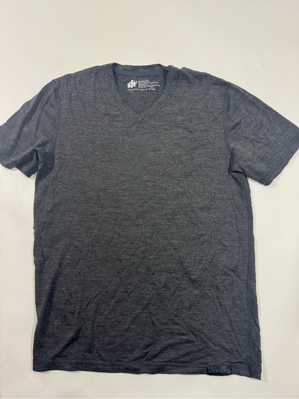 Woolly Mens V Neck Basic Tee Shirt Black